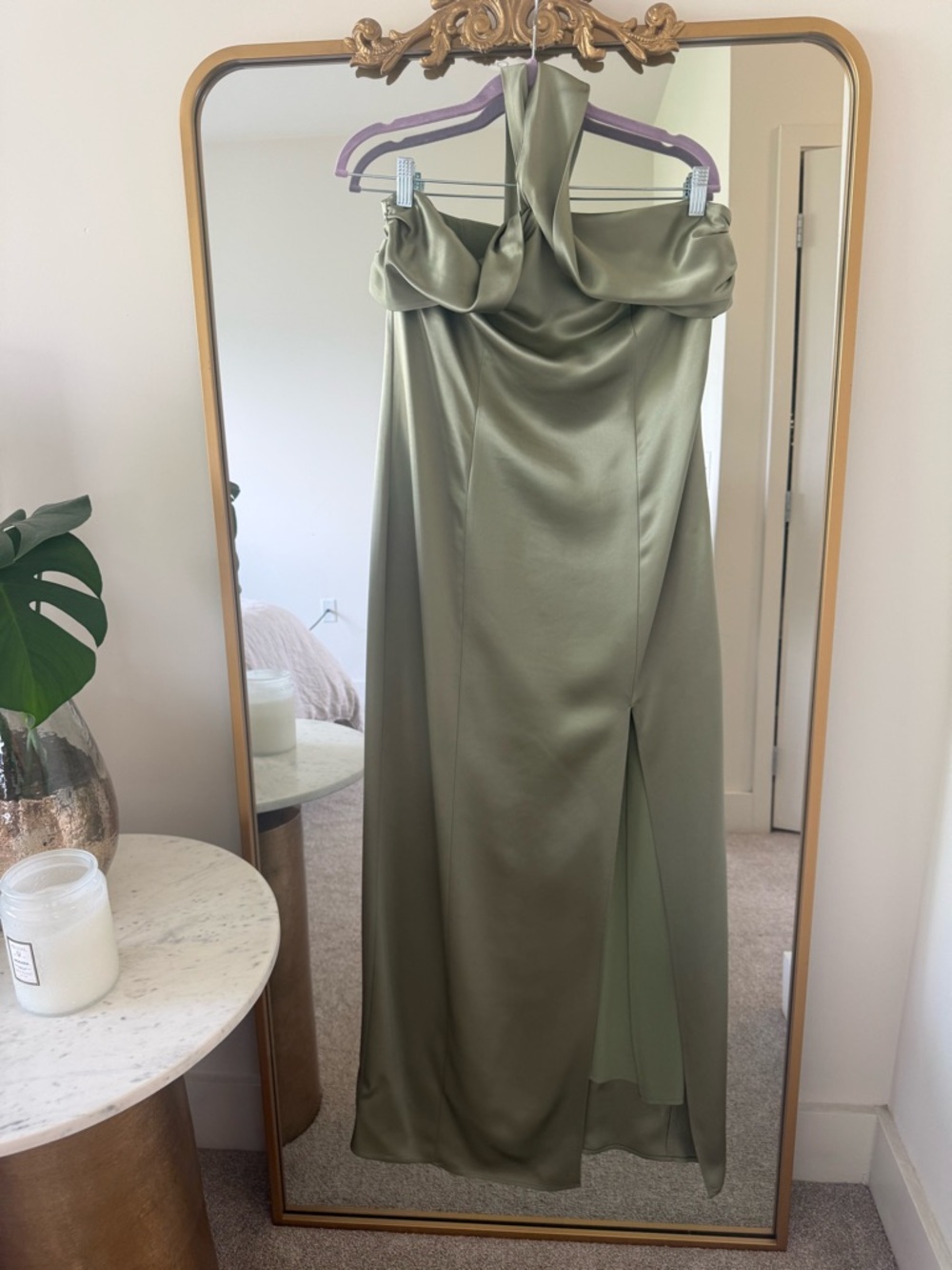 Reformation Kavi Satin Dress Sage - Size 8